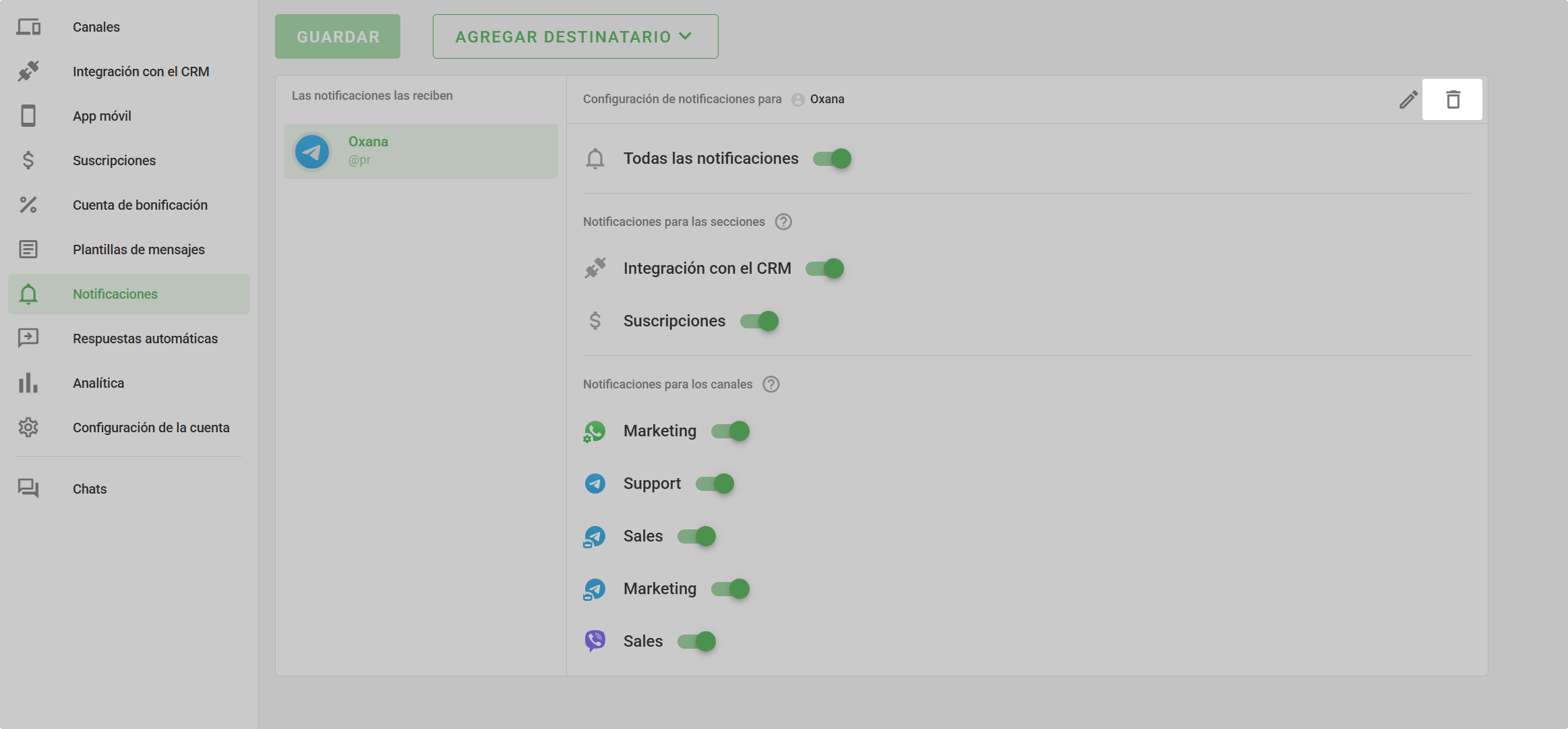 Deletar Notificaciones