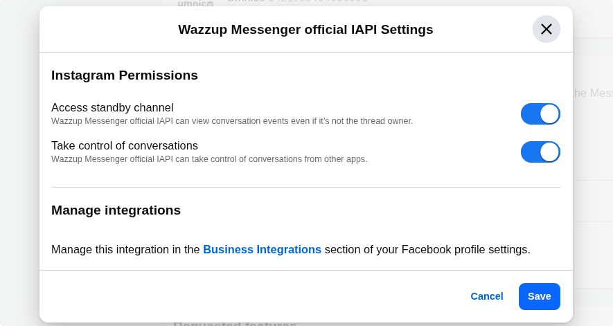 Wazzup Permissons
